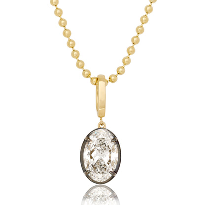 Lab Diamond Oval Button Back Pendant