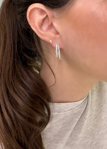 Petite Double Diamond Hoops