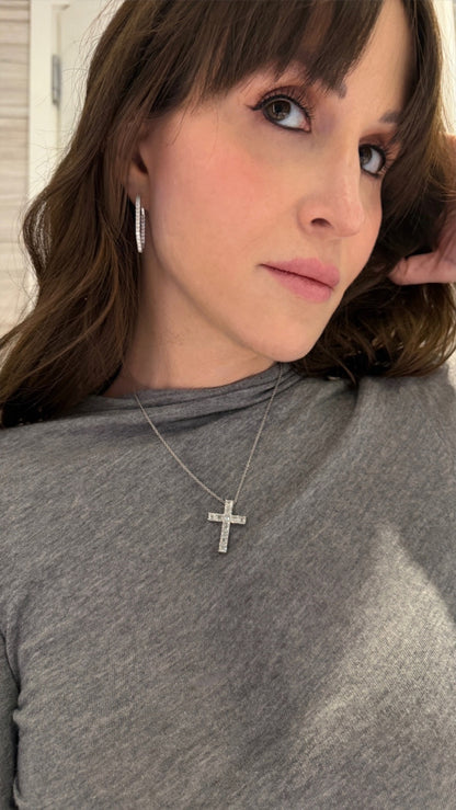 Square Emerald Cut Lab Diamond "Mallory" Cross Pendant