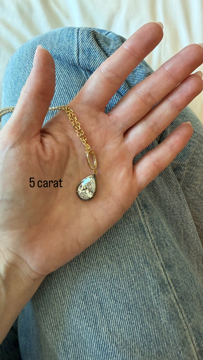 Lab Diamond Pear Shape Button Back Pendant