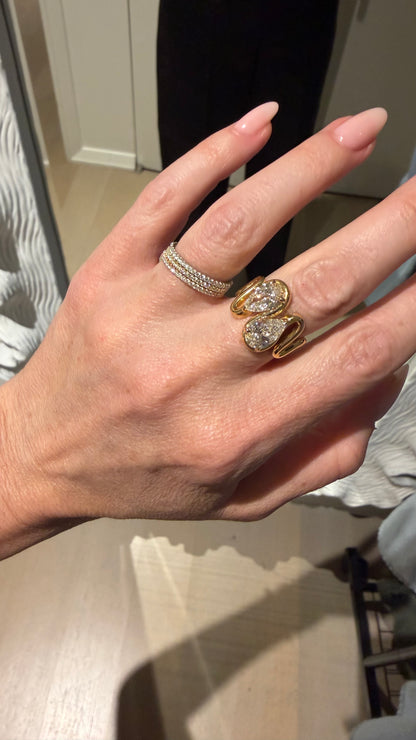 Lab Pear Diamond Wavy Ring