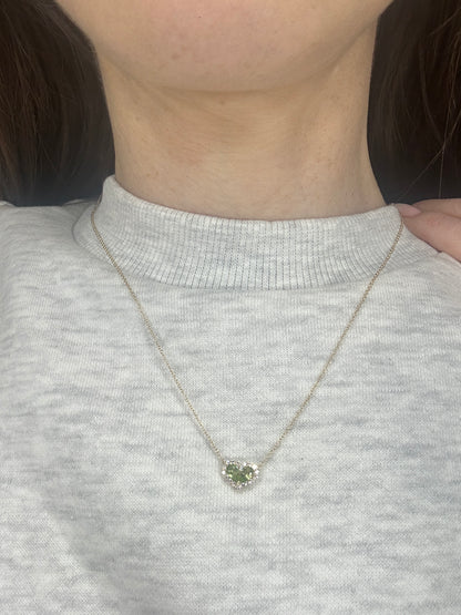 Chubby Peridot and Diamond Heart Pendant - Two