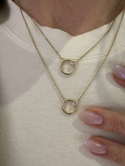Open Circle Oval Diamond Pendant