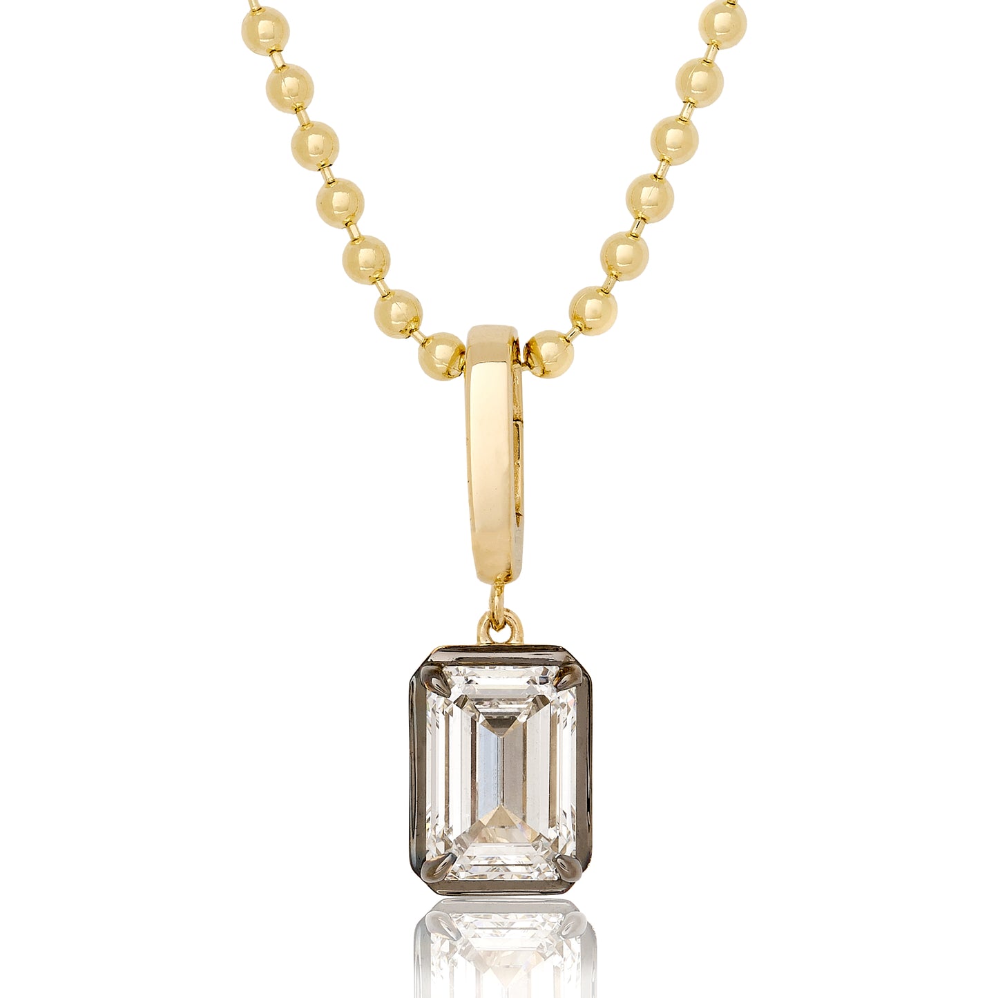 Lab Diamond Emerald Cut Button Back Pendant