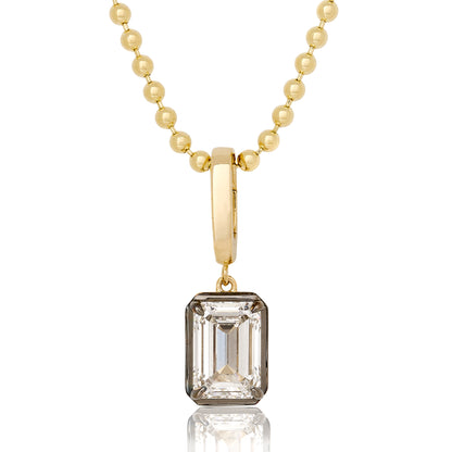 Lab Diamond Emerald Cut Button Back Pendant
