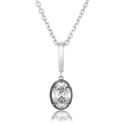 Lab Diamond Oval Button Back Pendant
