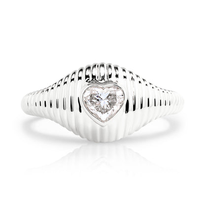Fluted Diamond Heart Ring
