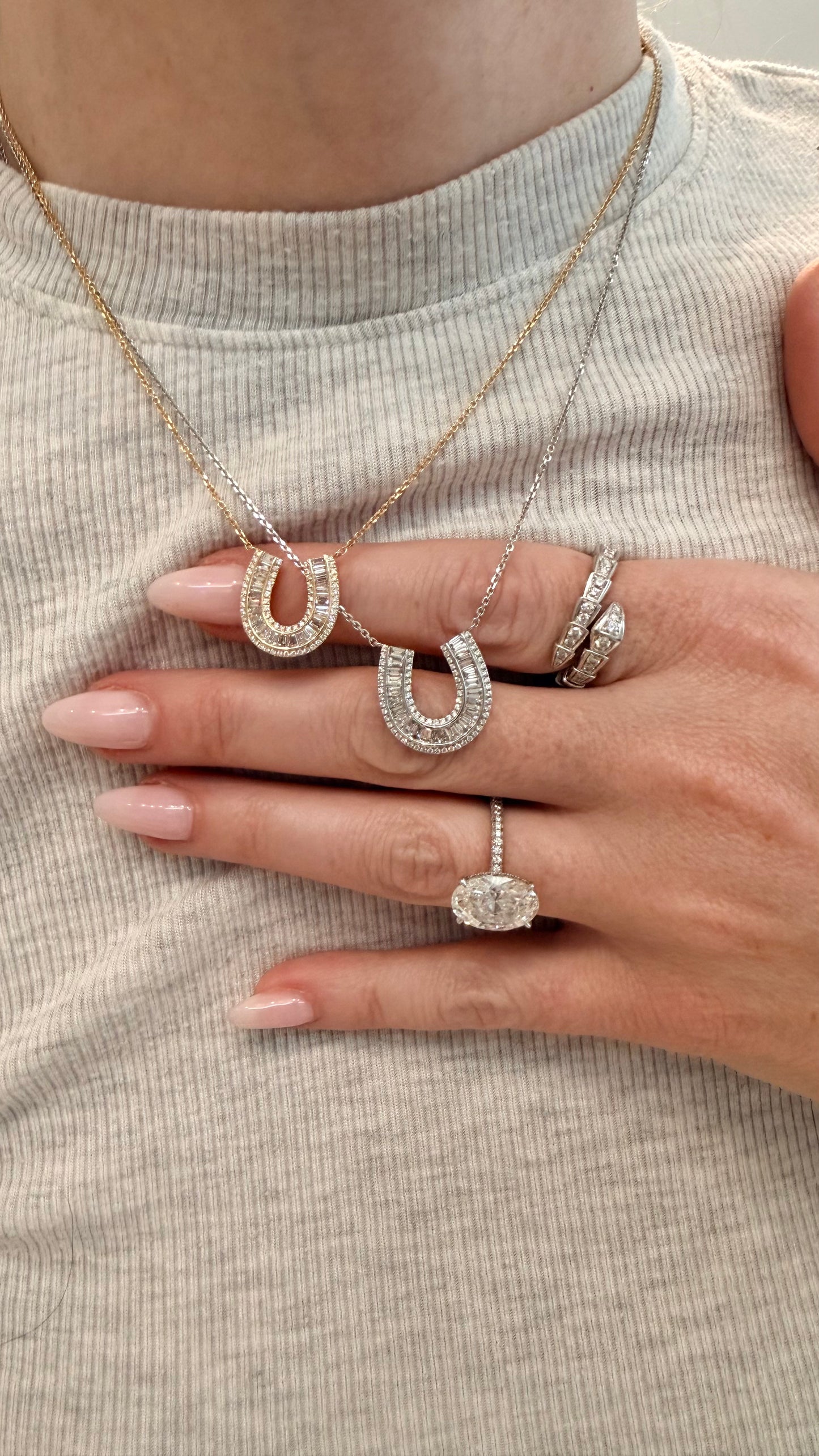 Diamond Horseshoe Pendant in Size Small