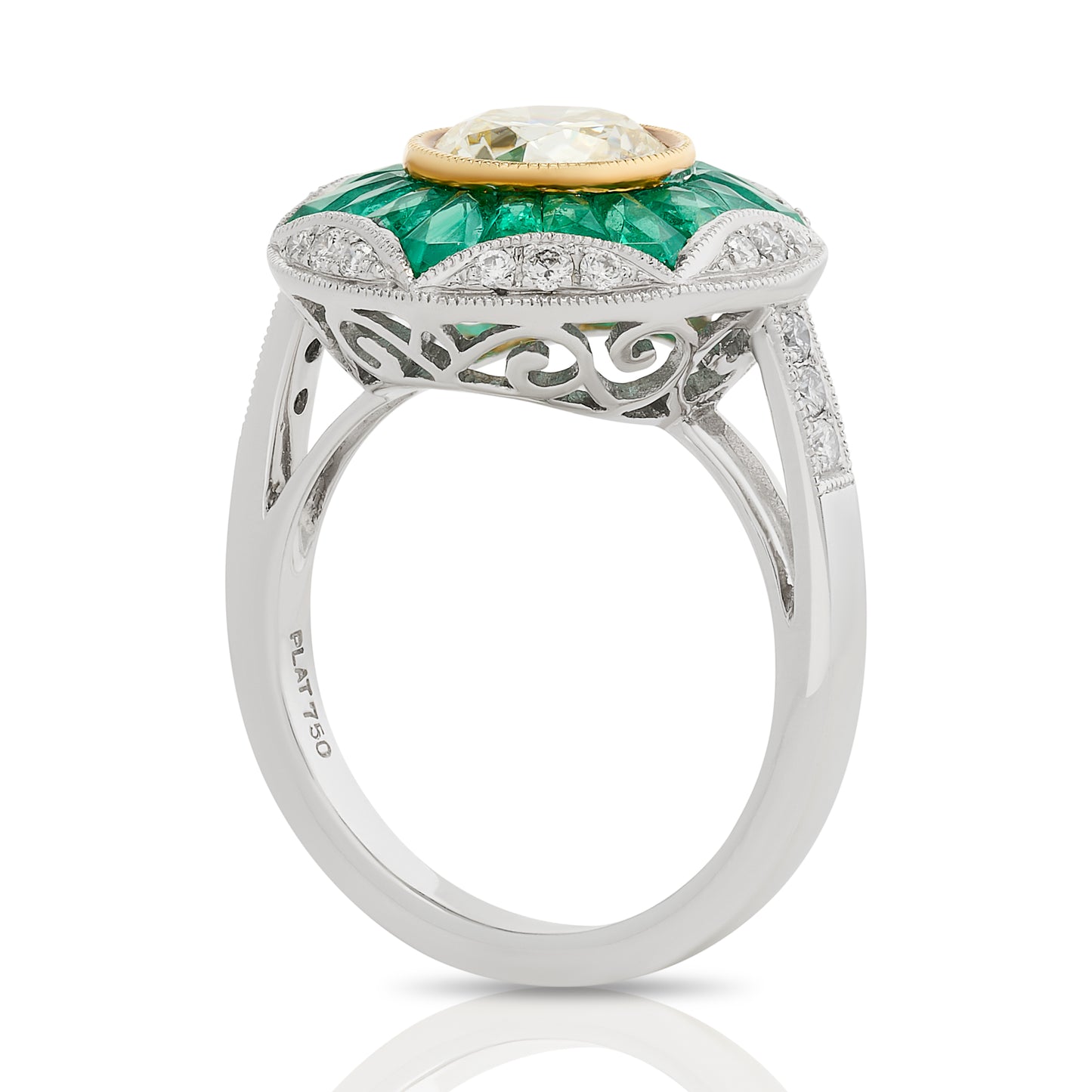 Estate Diamond and Emerald Ring