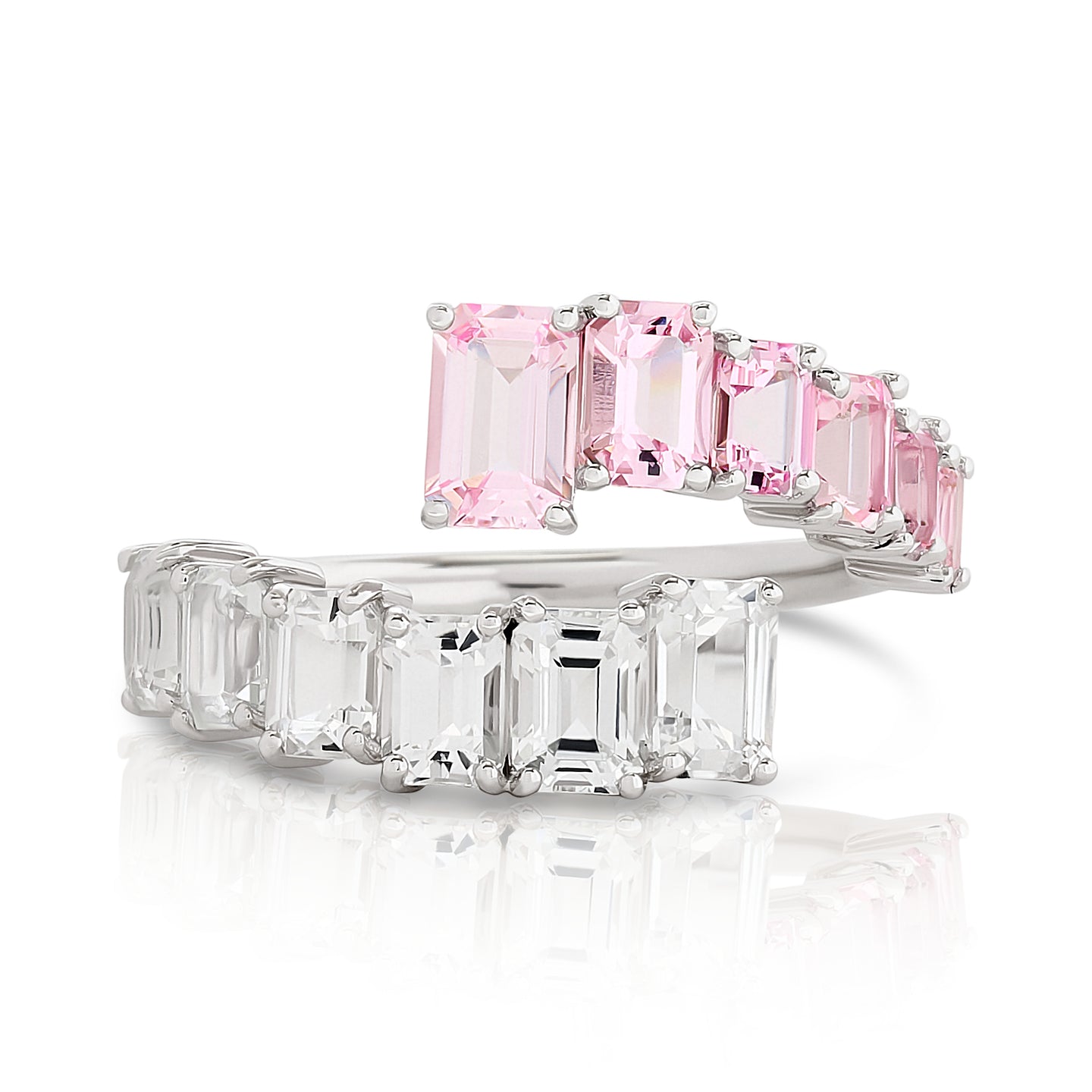 Pink Morganite and White Topaz Bypass Ring