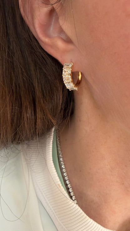Emerald Cut Lab Diamond Hoop Earrings