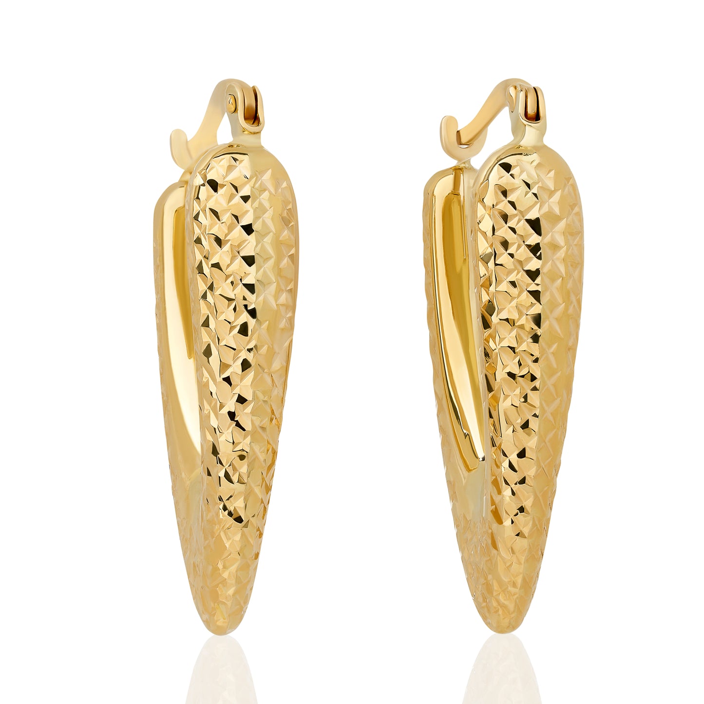 Textured "V" Style Hoop Earrings