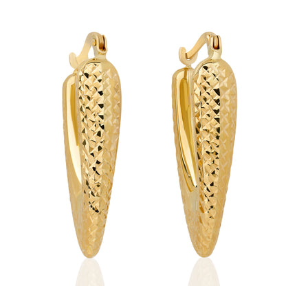 Textured "V" Style Hoop Earrings