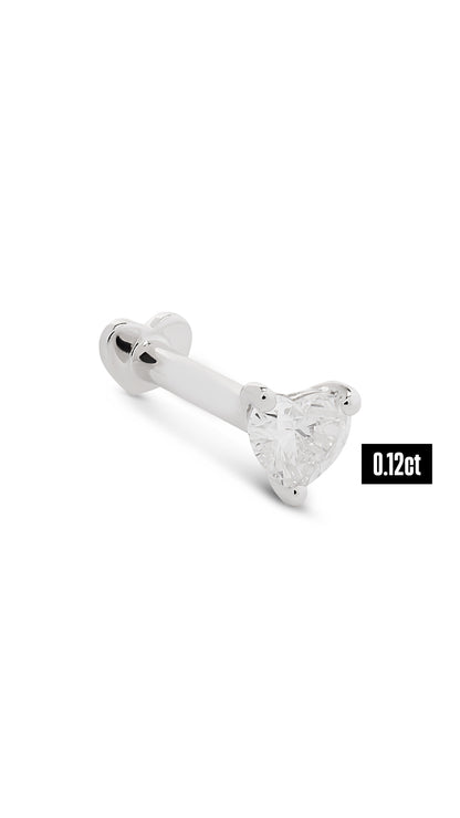 Diamond Flat back Heart Stud Earring