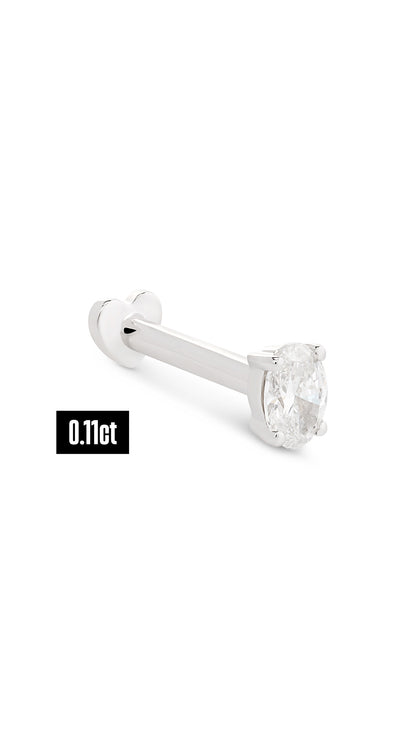 Oval Shape Diamond Flat Back Stud Earring
