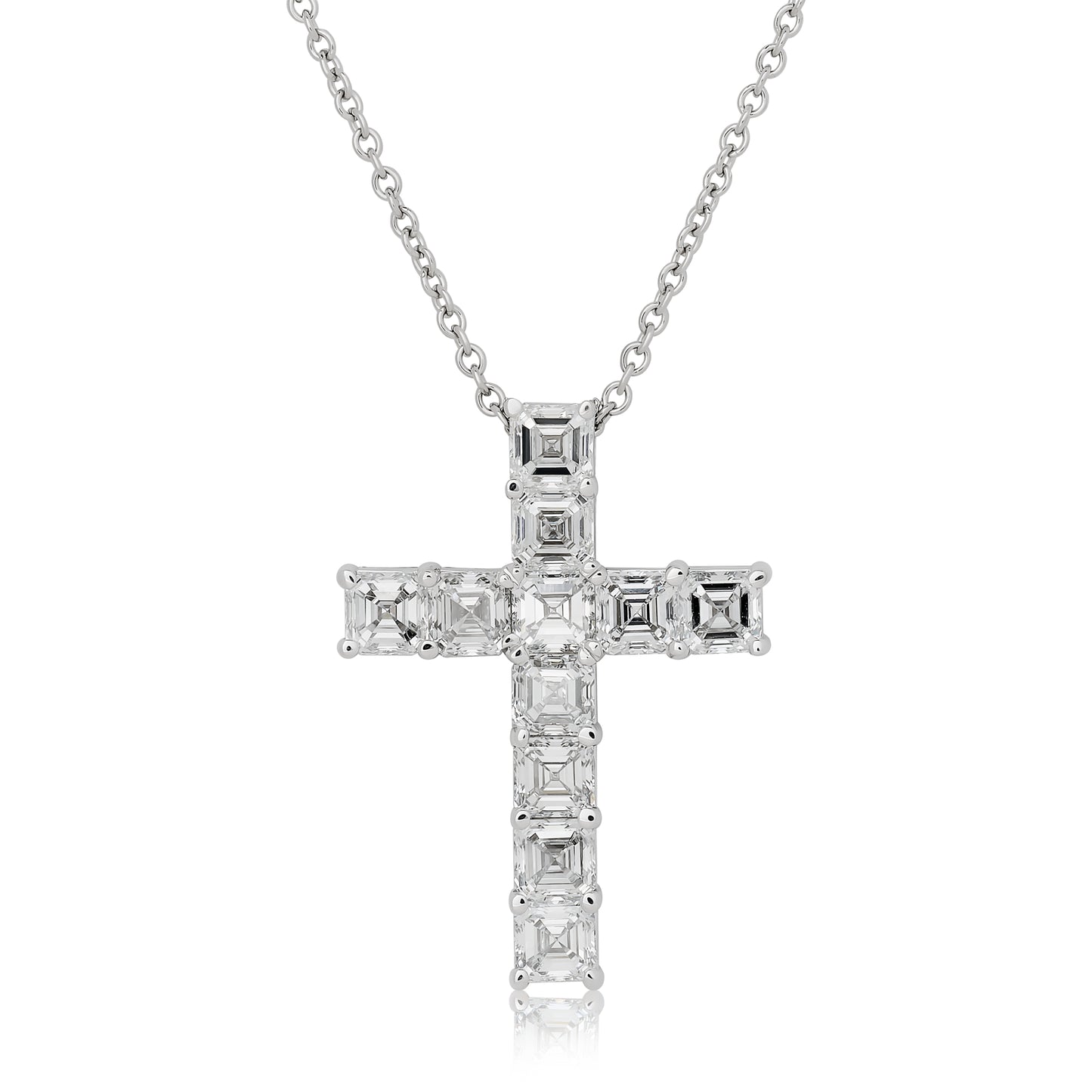 Square Emerald Cut Lab Diamond "Mallory" Cross Pendant