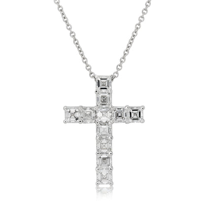 Square Emerald Cut Lab Diamond "Mallory" Cross Pendant