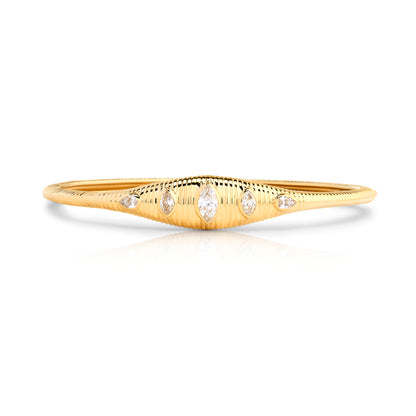 Pear and Marquis Fluted Diamond Bangle Bracelet