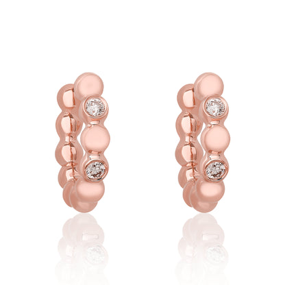 Diamond Gold Ball Bead Hoop Earrings