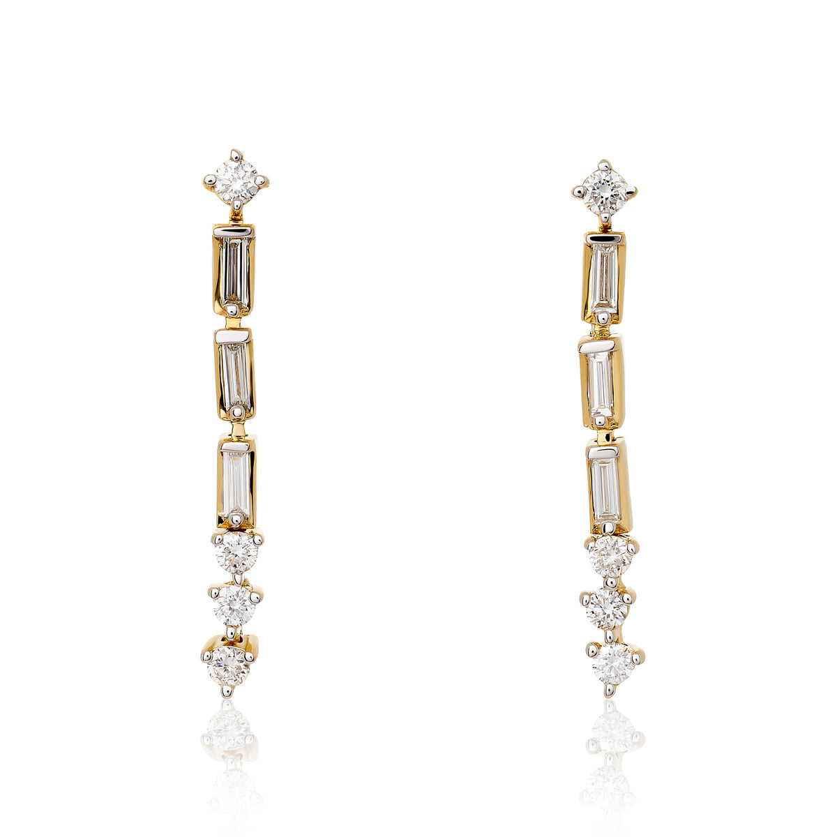 Petite Baguette Diamond Dangle Earrings