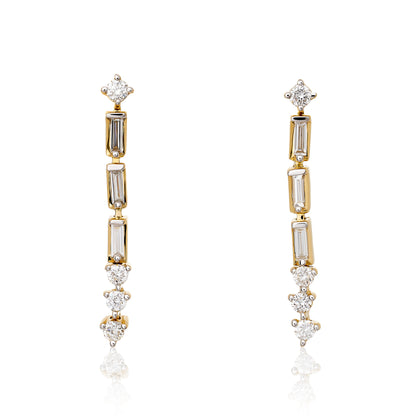 Petite Baguette Diamond Dangle Earrings