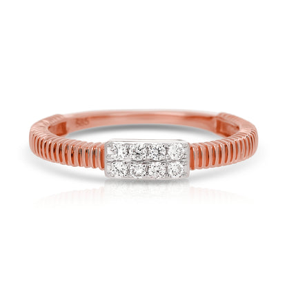Fluted Gold and Diamond Pinky Ring