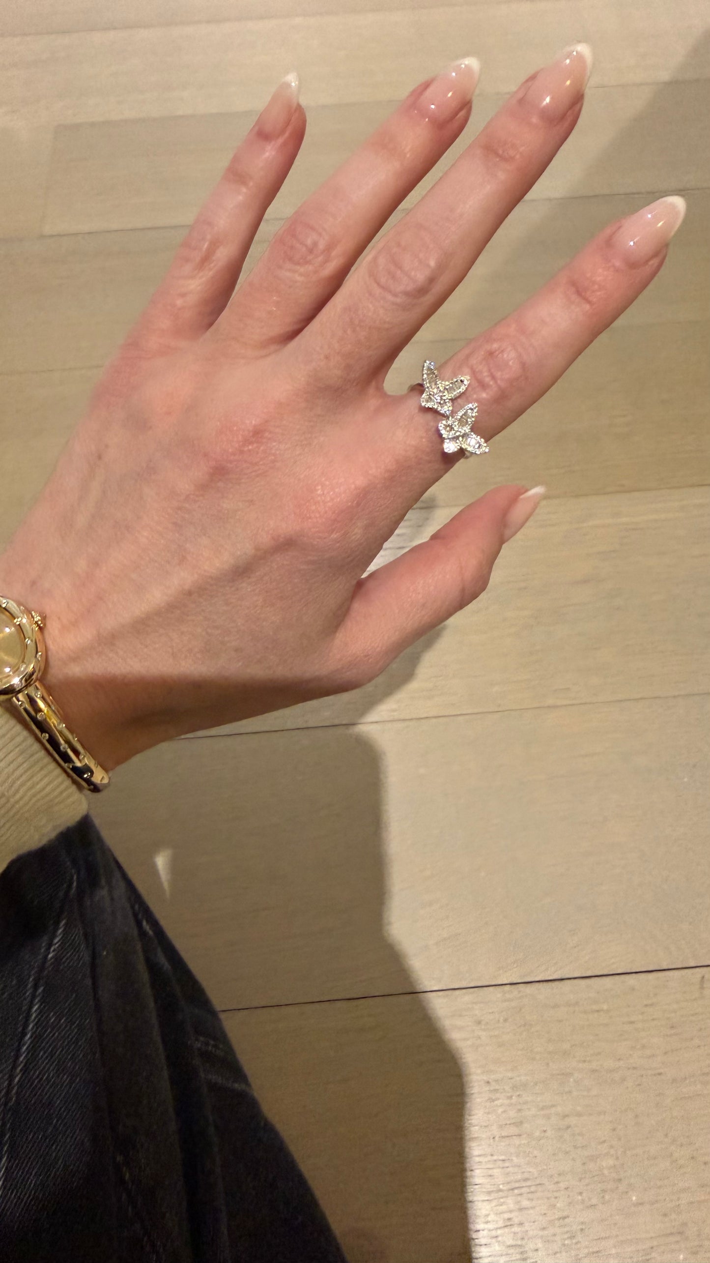 Two Petite Diamond Butterfly Ring