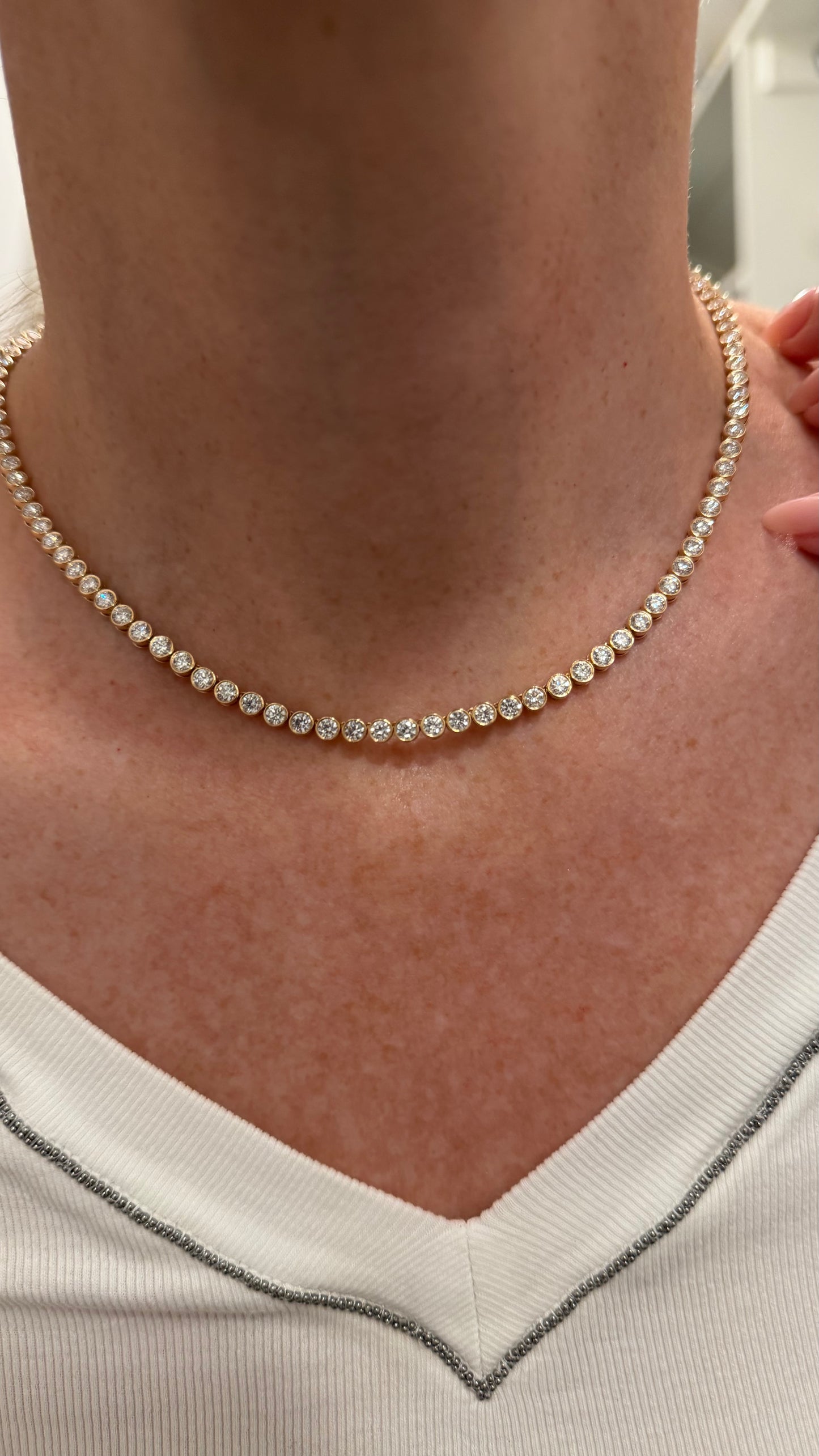Lab Diamond Bezel Set Tennis Necklace