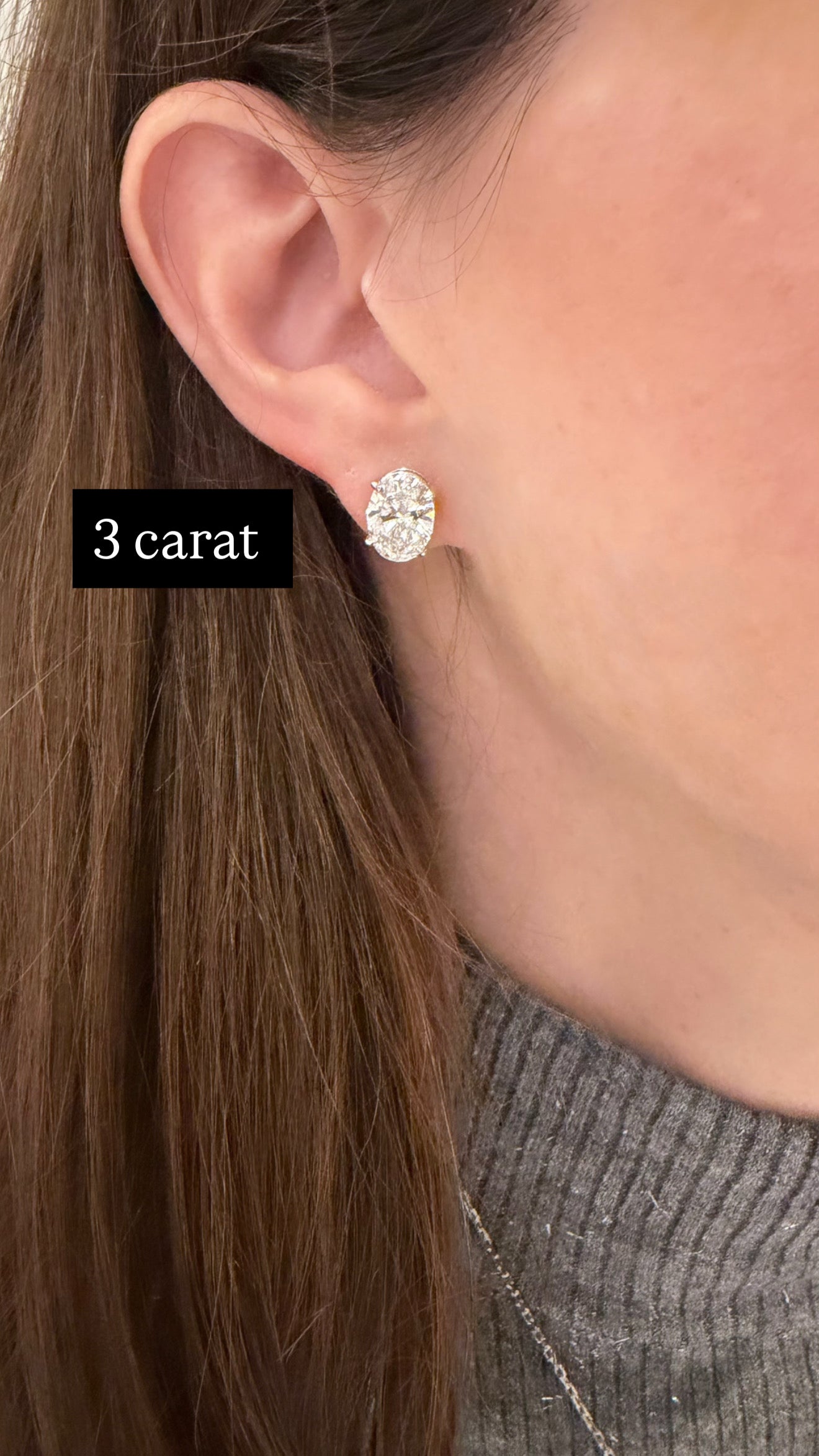 Lab Grown Oval Shape Diamond Stud Earrings