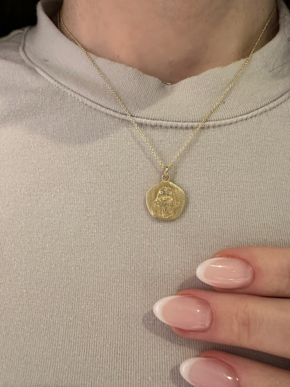 Diamond Hamsa Disc Pendant