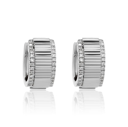 Fluted Style Gray Diamond Hoop Earrings