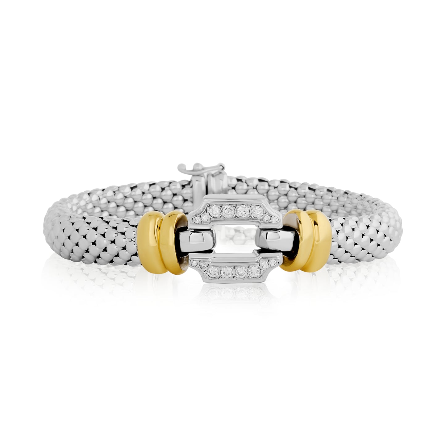 Estate Two Tone Open Link Diamond Bracelet