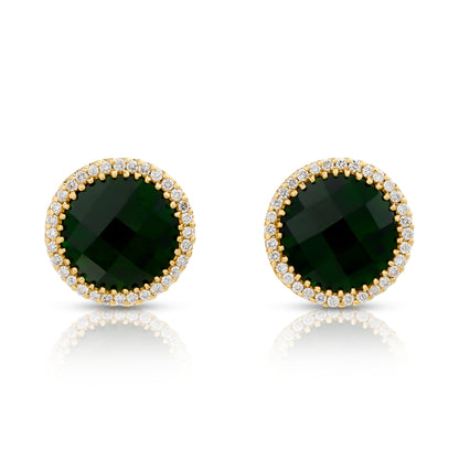 Estate Yellow Gold Chrome and Diamond Earrings
