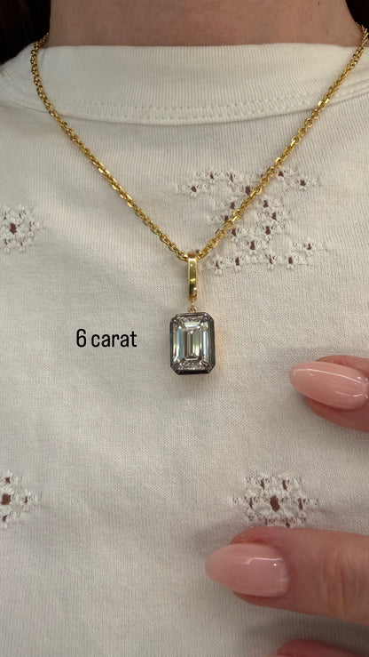 Lab Diamond Emerald Cut Button Back Pendant