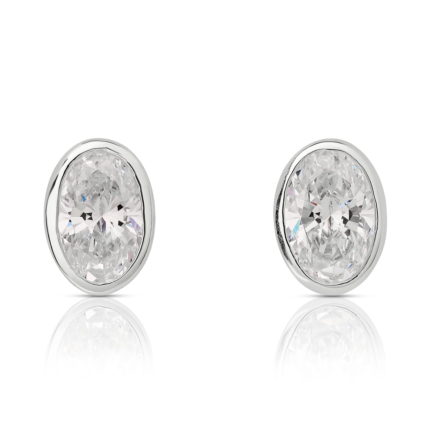 Lab Grown Diamond Oval Bezel Set Stud Earrings