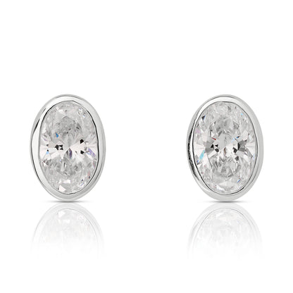Lab Grown Diamond Oval Bezel Set Stud Earrings