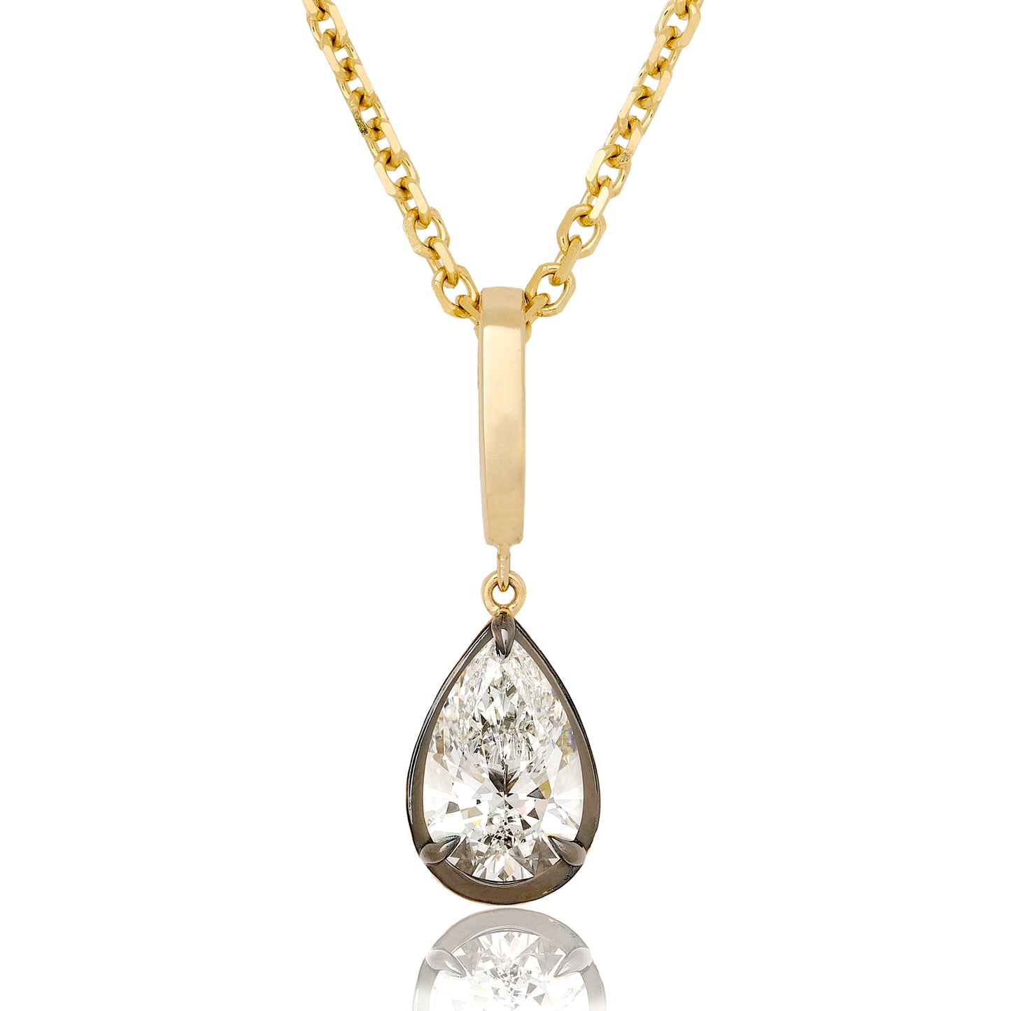 Lab Diamond Pear Shape Button Back Pendant
