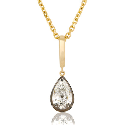 Lab Diamond Pear Shape Button Back Pendant
