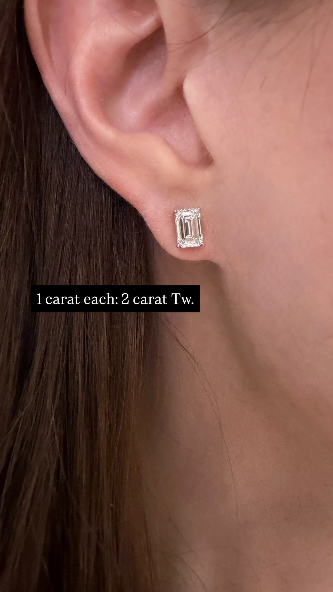 Lab Grown Emerald Cut Studs