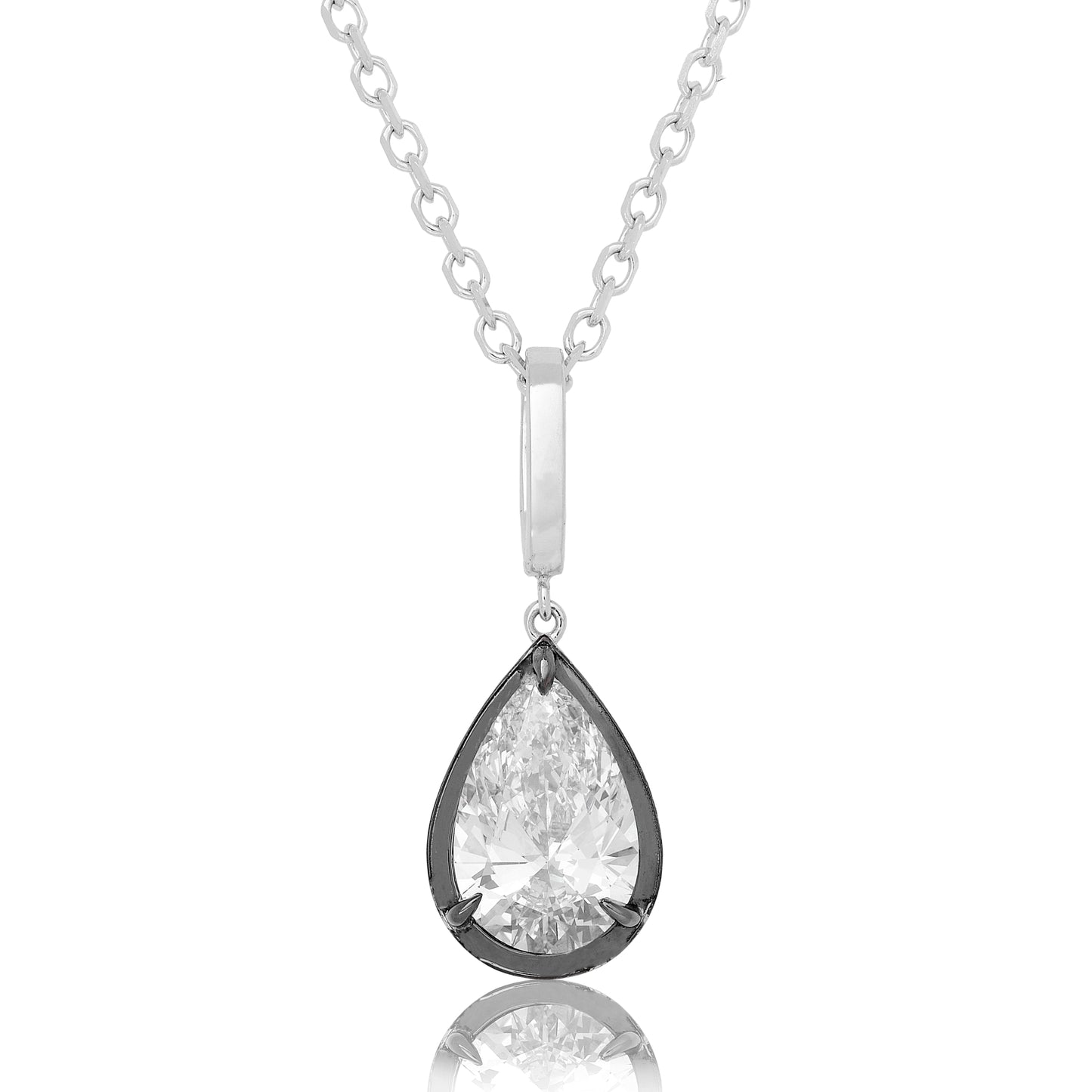Lab Diamond Pear Shape Button Back Pendant