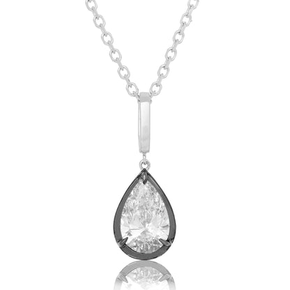 Lab Diamond Pear Shape Button Back Pendant