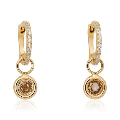Champagne Rose Cut Diamond Circle Charms