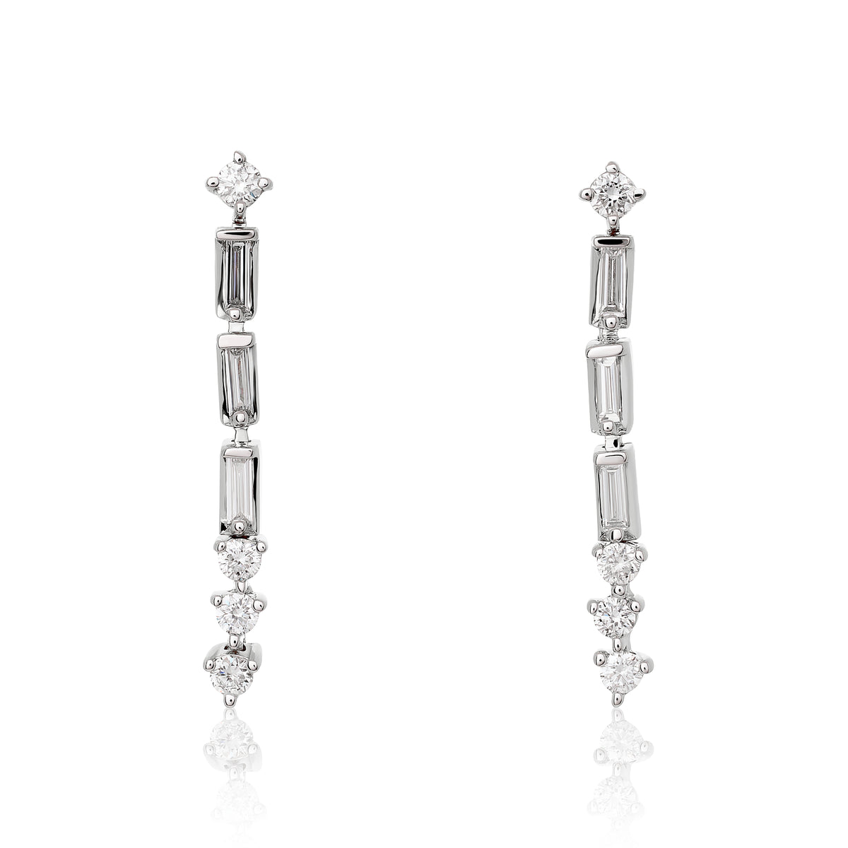 Petite Baguette Diamond Dangle Earrings