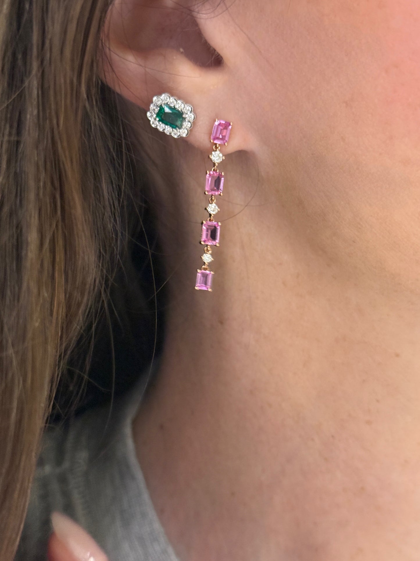 Emerald Cut Emerald Stud Earrings
