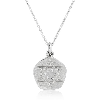 Star of David Disc Diamond Pendant