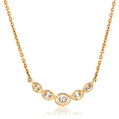 East West Bezel Set Oval Diamond Necklace