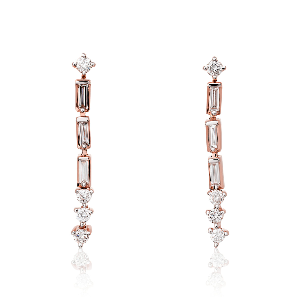 Petite Baguette Diamond Dangle Earrings