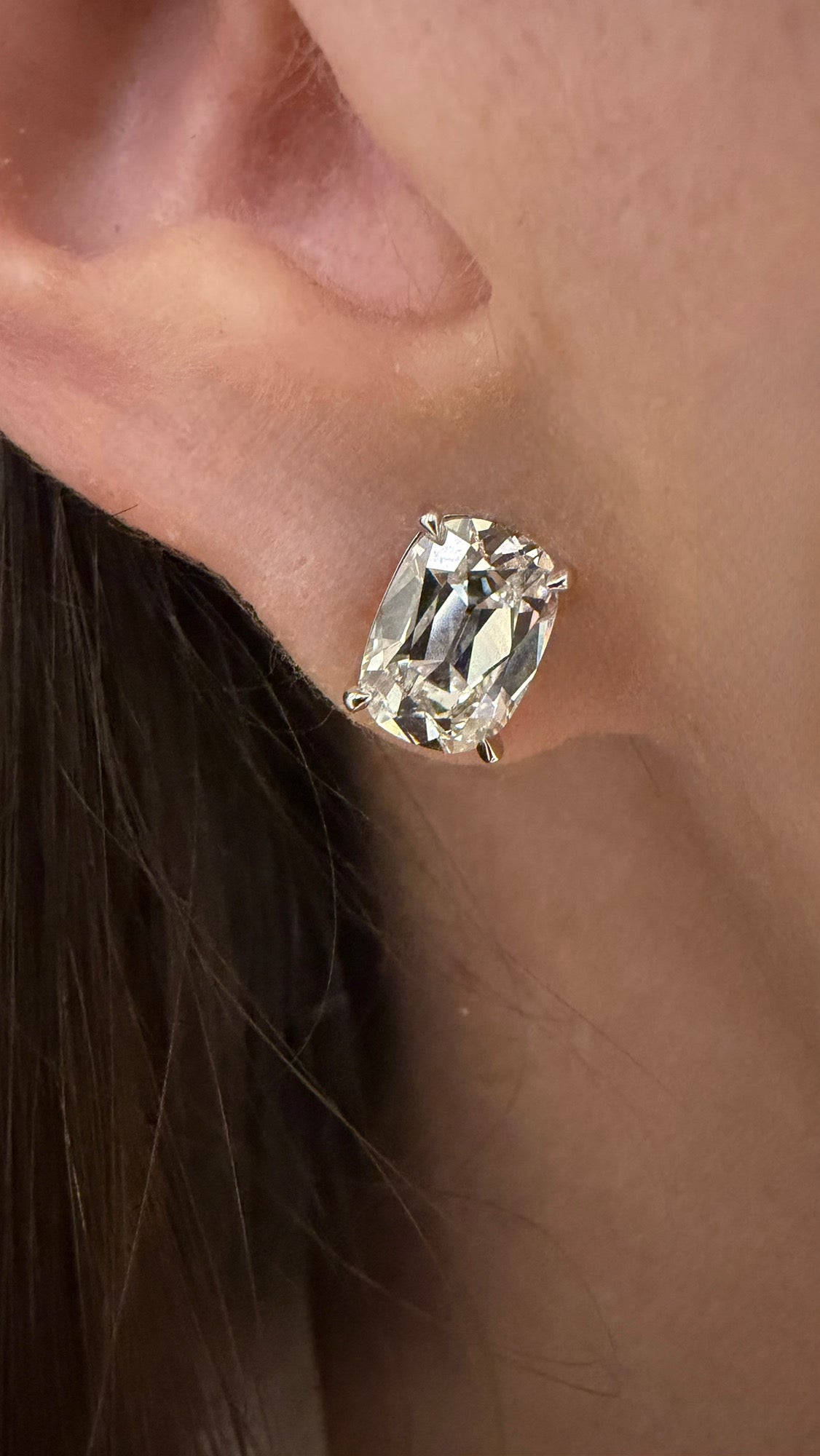 Lab Grown Antique Shape Diamond Stud Earrings