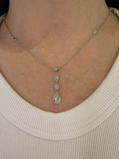 White Gold Mix Shape Diamond Necklace
