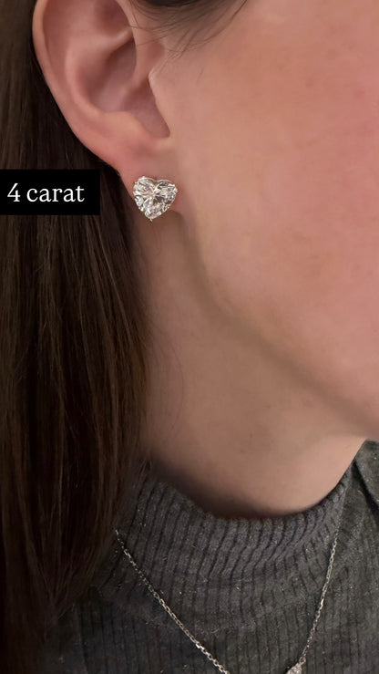 Lab Grown Heart Diamond Stud Earrings